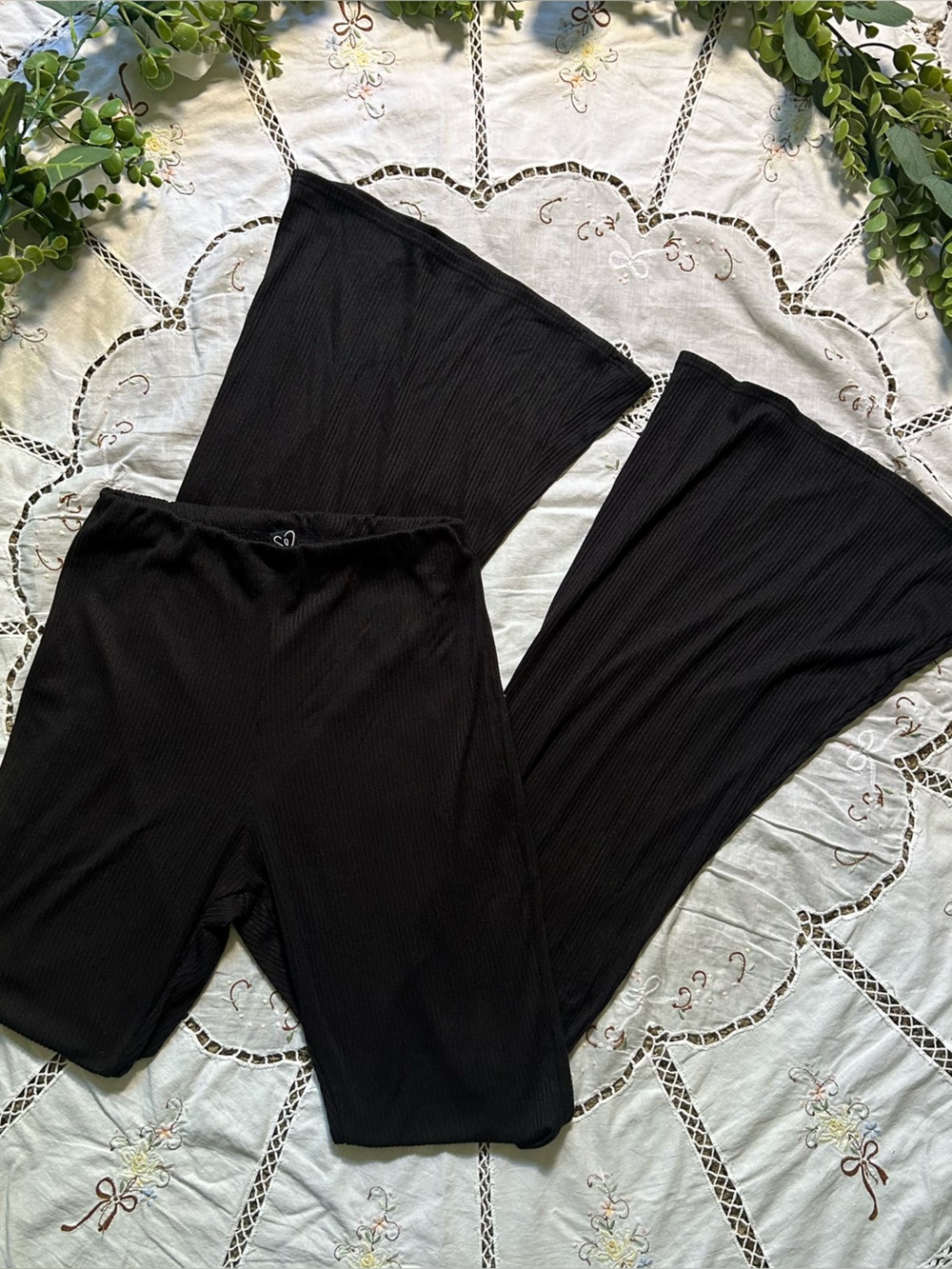 Windsor black ribbed flare pants